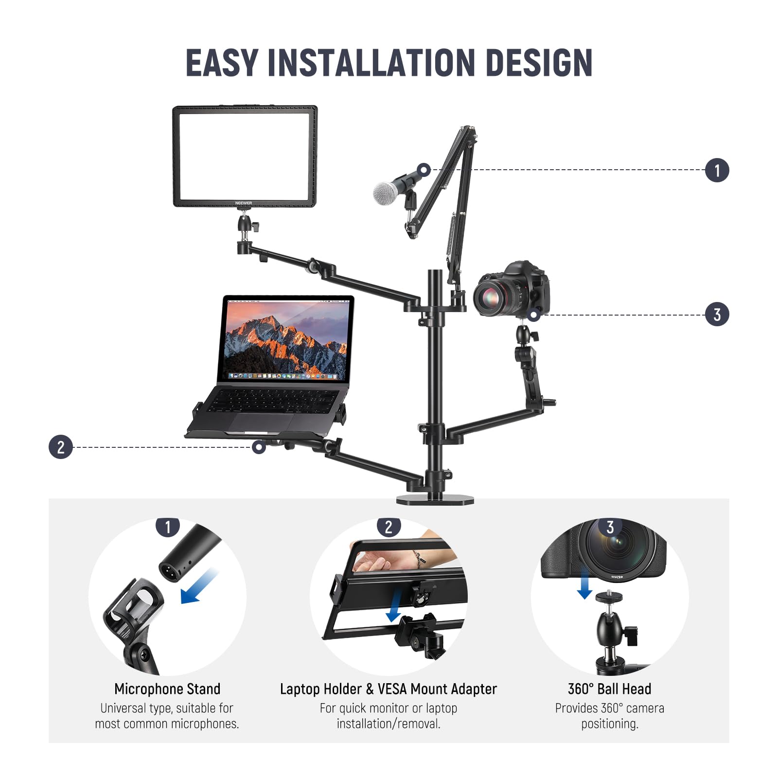 Photography Lighting Rig - 2026 NEEWER DS007 Overhead Camera Statief