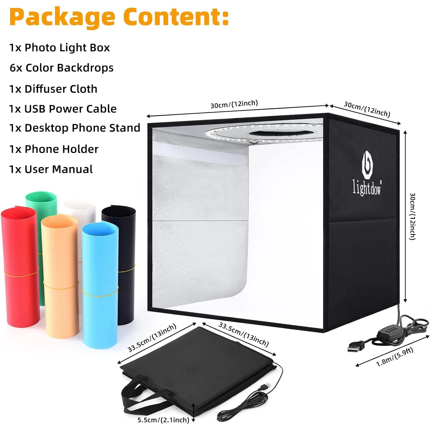 Photography Lighting Case - Lightdow Fotostudio Light Box Kit 12