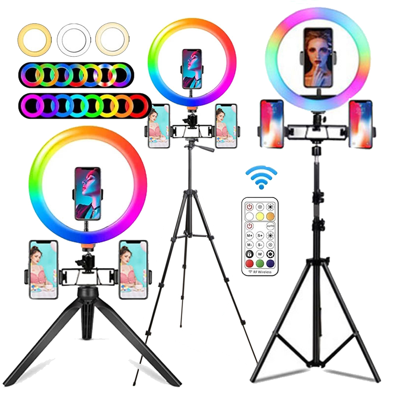 Photography Lighting Circle - 10 inch RGB Ringlamp met afstandsbediening,