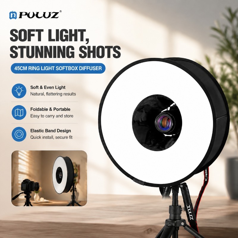 Photography Types Of Lighting - Opvouwbare 45cm ringflitser met zachte stof,