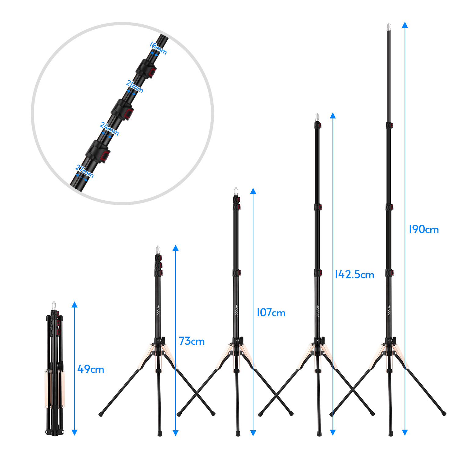 Andoer 190 cm/74,8 inch draagb - Photography Lighting Design recensie en prijs
